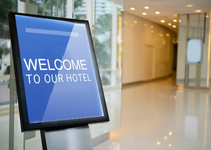 digital "welcome" sign